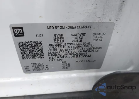 2024 Buick Encore Gx Preferred Fwd из США, поврежденный, VIN KL4AMBS20RB107242